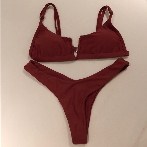 zaful maroon bikini